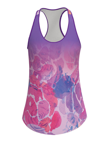 Womens Purple Floral Sublimated Relaxed Tank
