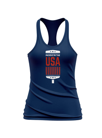 Womens Paddle in the USA Relaxed Tank Dri Fit Navy