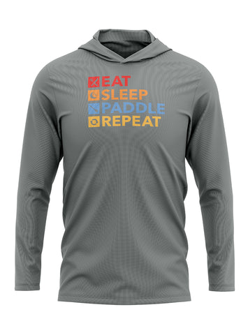 Eat Sleep Paddle Repeat - Grey Hooded Dri-Fit Long Sleeve Unisex