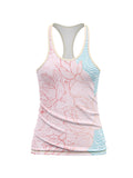 Womens Pink Flowers Sublimated Athletic Tank